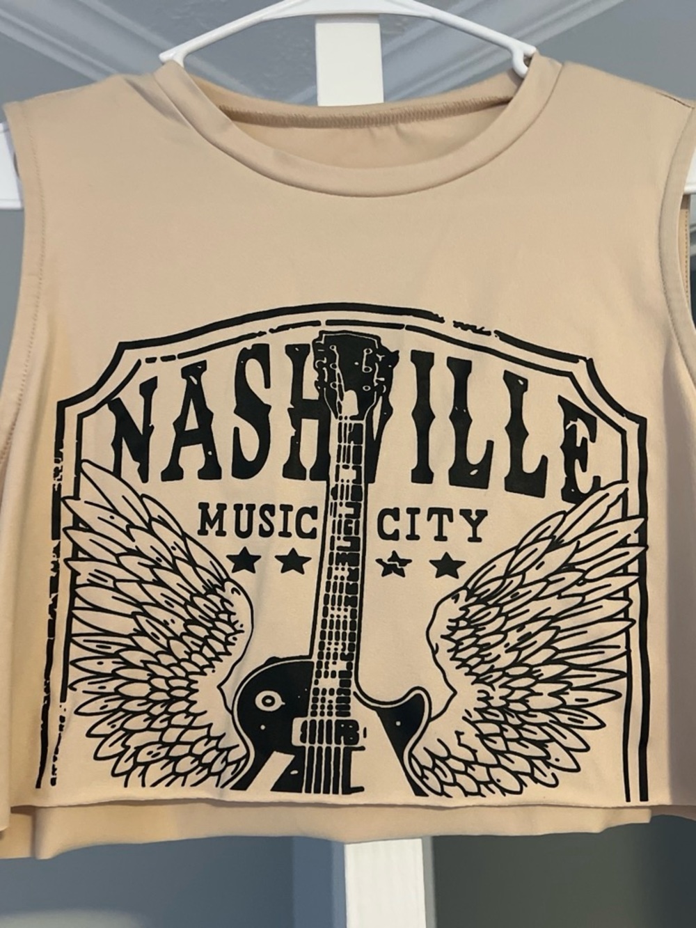 Beige Nashville Graphic Muscle Tee - Music City